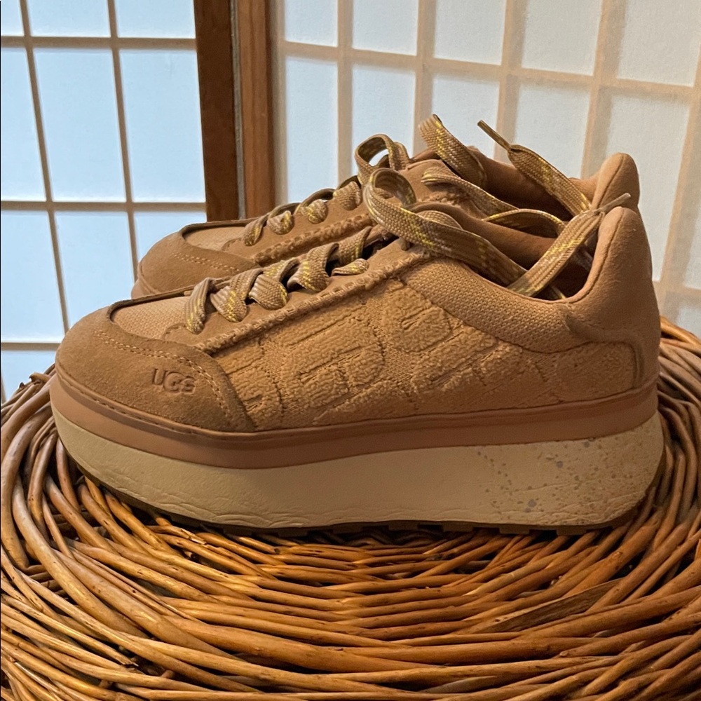 UGG Pale Pink  Textured Platform Sneakers